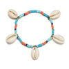 Bracelet cheville Cauri et pierre multi-couleur