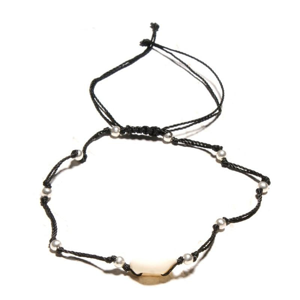 Bracelet de cheville Cauri perlé simple