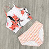 Bikini bohème blanc et orange bas rayé et haut floral-Bohème Legacy