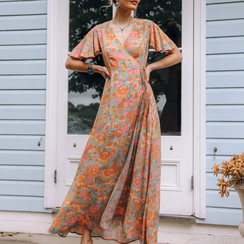Robe longue hippe chic floral "Azli"