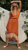 Robe hippie chic imprimé orange "Valia"